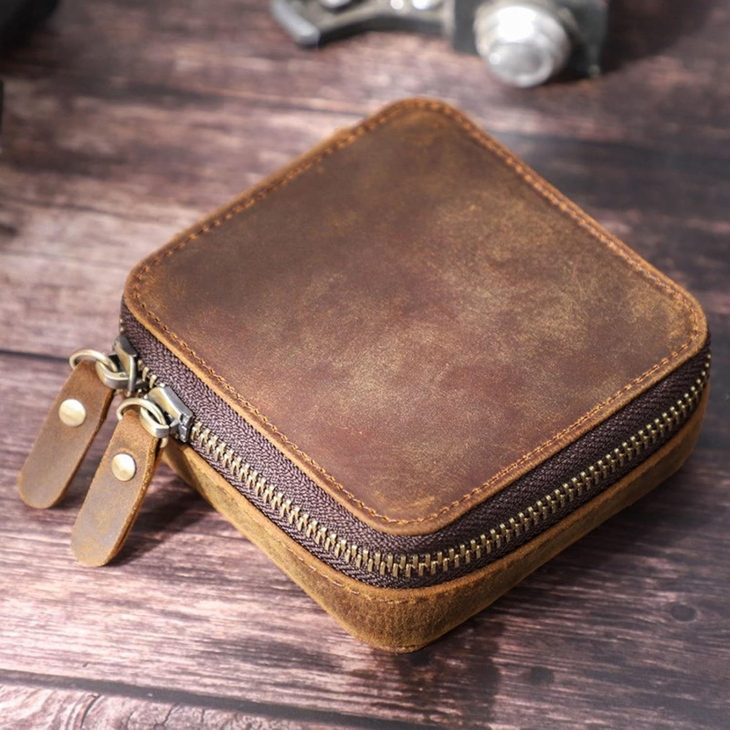 Cowhides Jewelry Travel Case Genuine Leather Watch Display Bags Brown Jewelry Accessory Organiser Boxes For Men Women Small Accessories