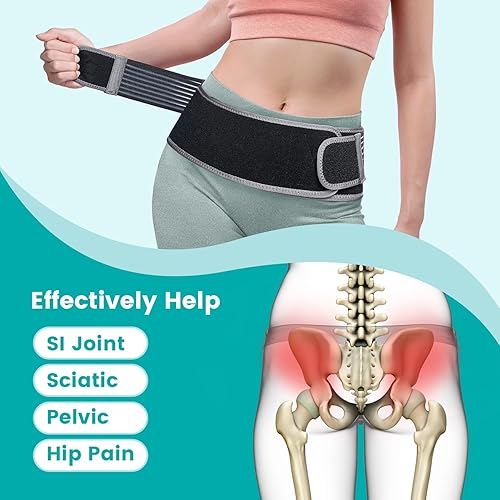 Miniatura 4 de Cinturón de cadera sacroilíaco, soporte de cinturón para articulaciones Si para mujeres y hombres, alivia el dolor ciático, pélvico, lumbar, pierna