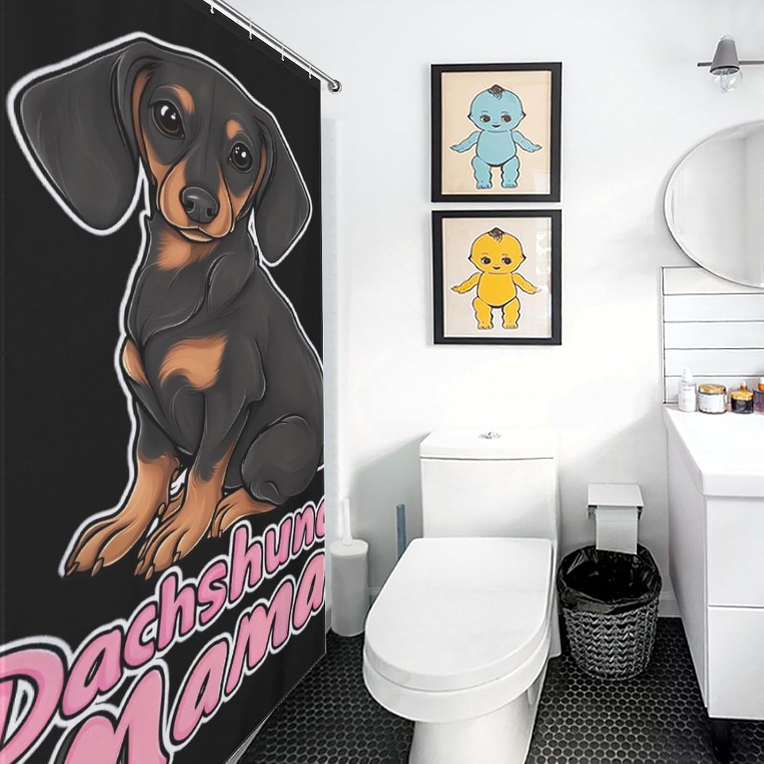 Dachshund Lover Mama Funny Shower Curtains Washable Bath Curtain Liner with Hooks for Bathroom Bath Tubs