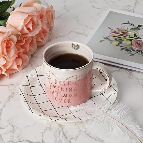 Miniatura 5 de Regalos para mamá de gato para mujer, taza de café Crazy Cat Lady regalo para amantes de los gatos, mamá, hija, hermana, tía, esposa, mejores