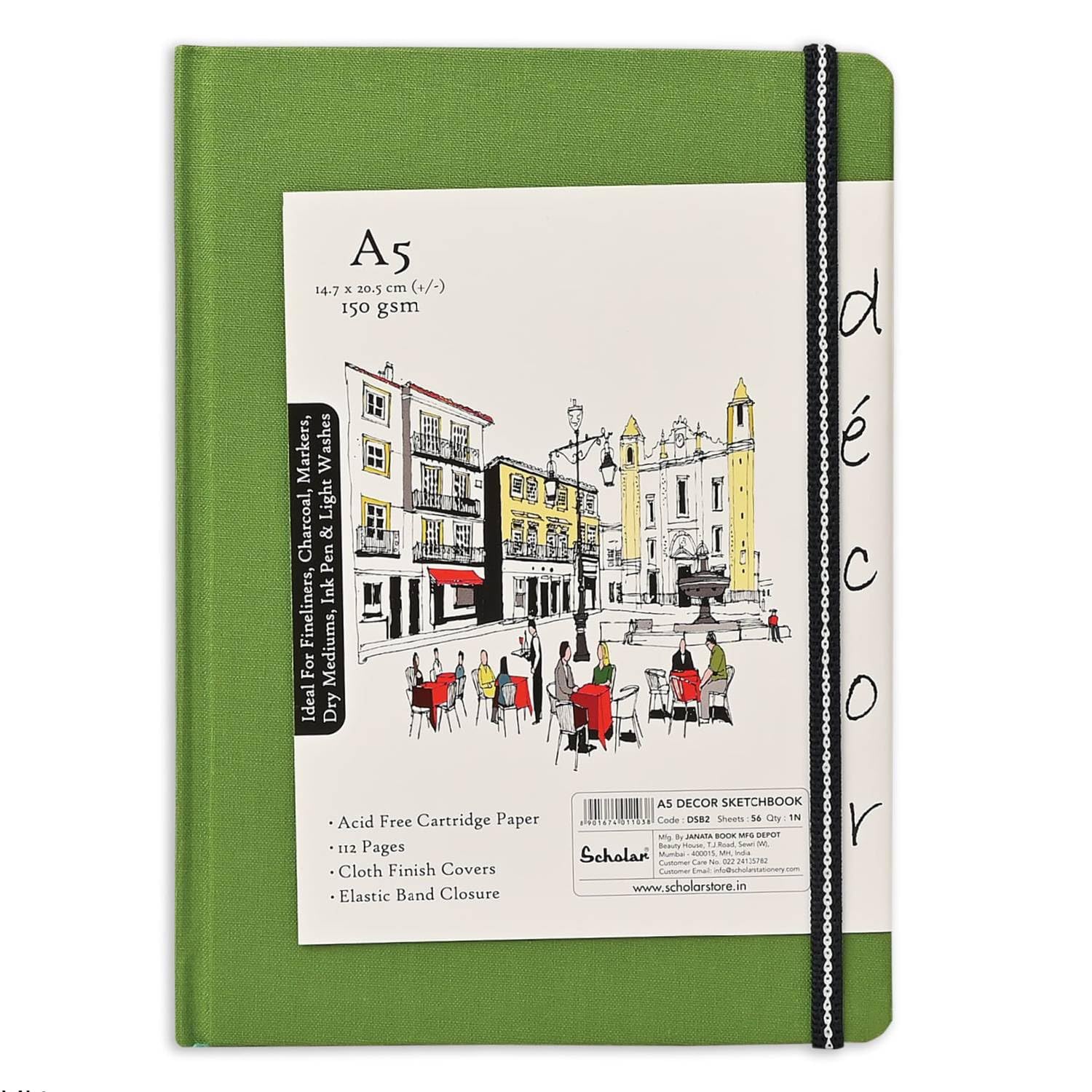 Scholar Decor Sketch Book (150 GSM Natural Shade Cartridge Paper) (A5, Green)-image-47