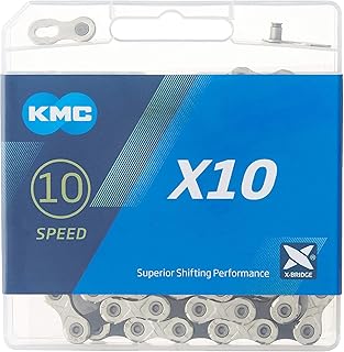 KMC X10 10-Speed 116 Links,Road MTB Mountain Bike Bicycle Chain,Silver/Black