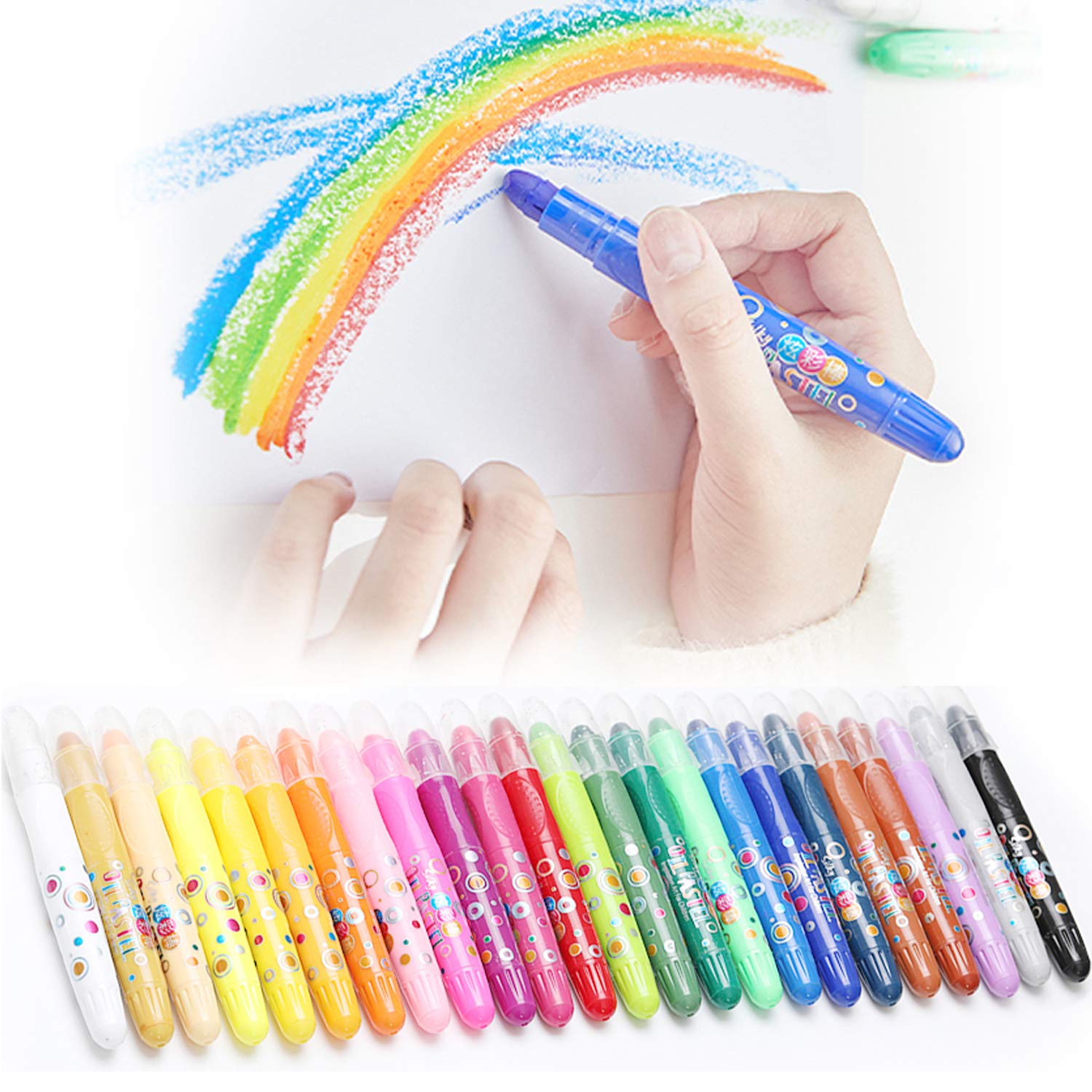 Kids Crayons Tempera Paint Sticks 24 Colors Set, Washable Quick Drying Non Toxic Art Supplies for Adults/Kids/Toddlers