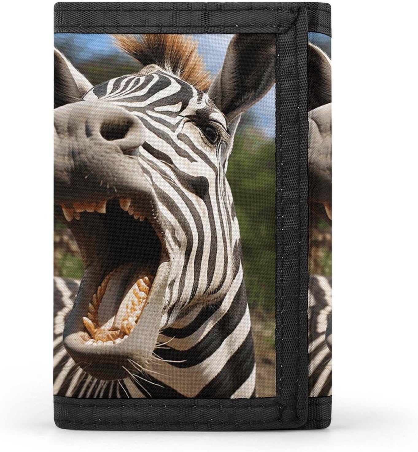 Trifold Canvas Wallet with Keychain, Modern Fashion Credit Card Holder Wallet for Men Women, Funny Zebra Slim Wallets W/Zipper Coin Pocket, Novelty Birthday Gift