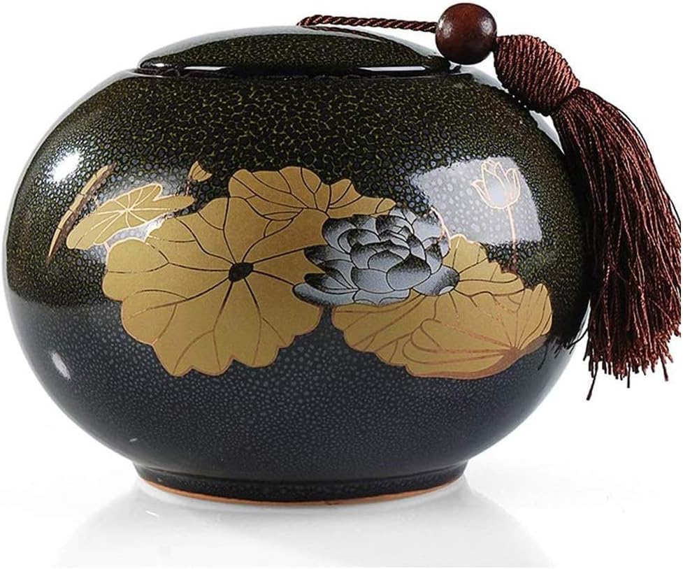 Funeral, Small Cremation Ashes, Ceramic Human Can Memorial, with Metal Cover System