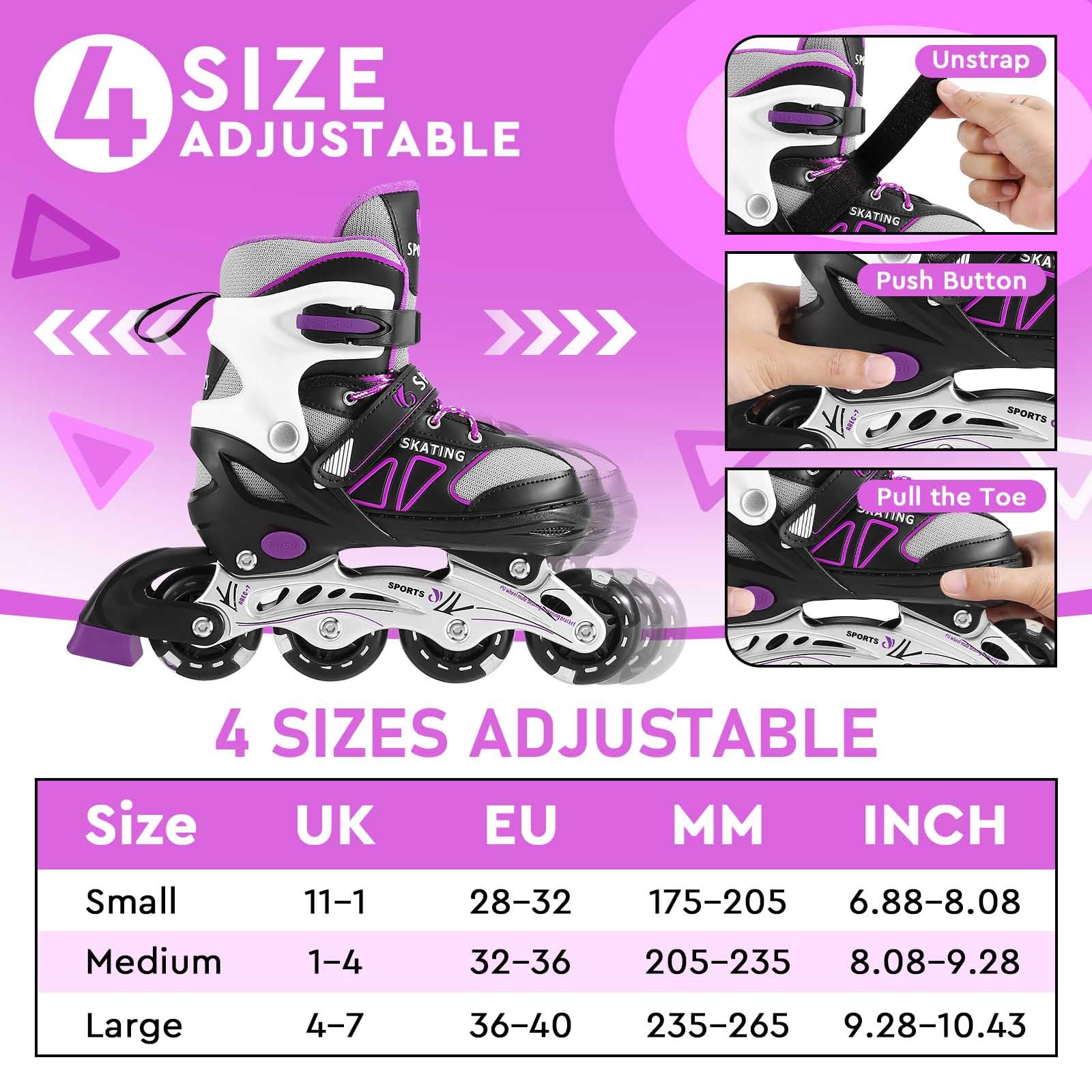 Patins à roulettes en Ligne pour Enfants/Jeunes en différentes Tailles et Couleurs - Patinages à roulettes jusqu'à 3 Tailles verstellba Patinages à roulettes - 3