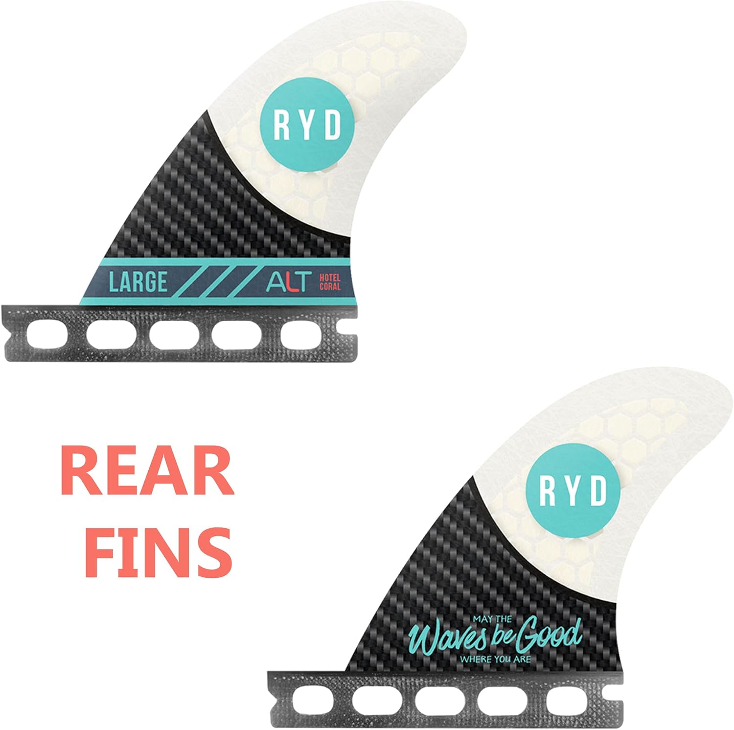 Ride Surf Quad Fin Set of 4 [ALT Hotel COR] Futures Compatible/FCS Compatible, 2 Types, Honeycomb Structure, Fiberglass & Carbon, White/Black FN21290120