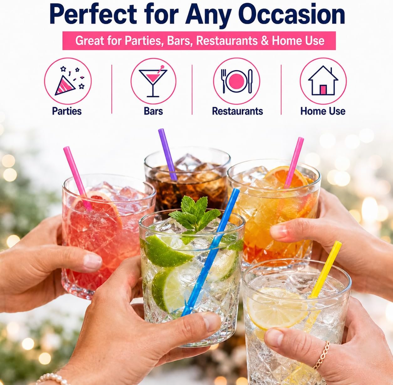 500 Pcs 5.11 Inch Cocktail Straws, Short Plastic Straws for Drinks, Colorful Disposable Coffee Stirrer Straws, Mini Bar Straws for Cocktails, Whiskey, Margarita, Party Cups and Lowball Glasses