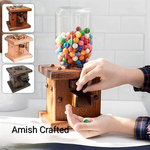 Miniatura 2 de Amish - Dispensador de dulces de madera, recipientes hechos a mano y almacenamiento para gomitas o cacahuetes, máquina de chicles de almacenamiento