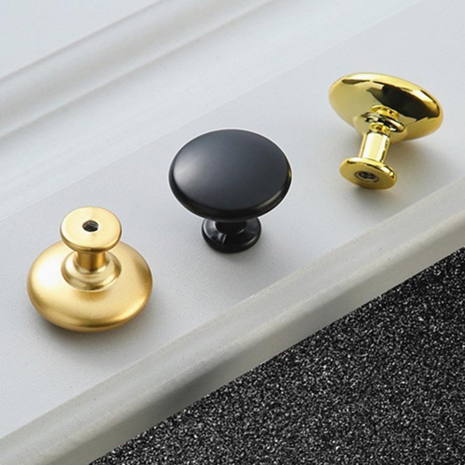 Meiyea 4 Pack Alluvial Gold Mushroom Cabinet Knobs, Round Kitchen & Bathroom Drawer Pulls - Image 3
