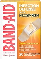 Band-Aid Infection Defense Bandages with Neosporin Antibiotic Ointment, Assorted Sizes, 20 Ct Wound Care First Aid