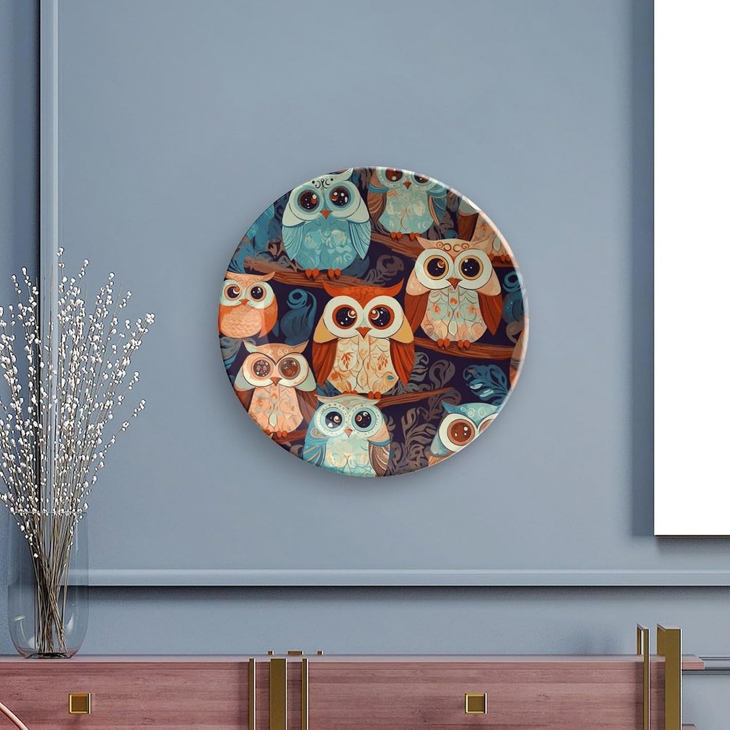 Anime Owl_77921330 Bone China Decorative Plate Exquisite Ornamental Wall Hanging Platter 6/7/8/10 Inch Vintage Art Ceramic Decor Dish for Home Tabletop Decor Housewarming Gift image 5