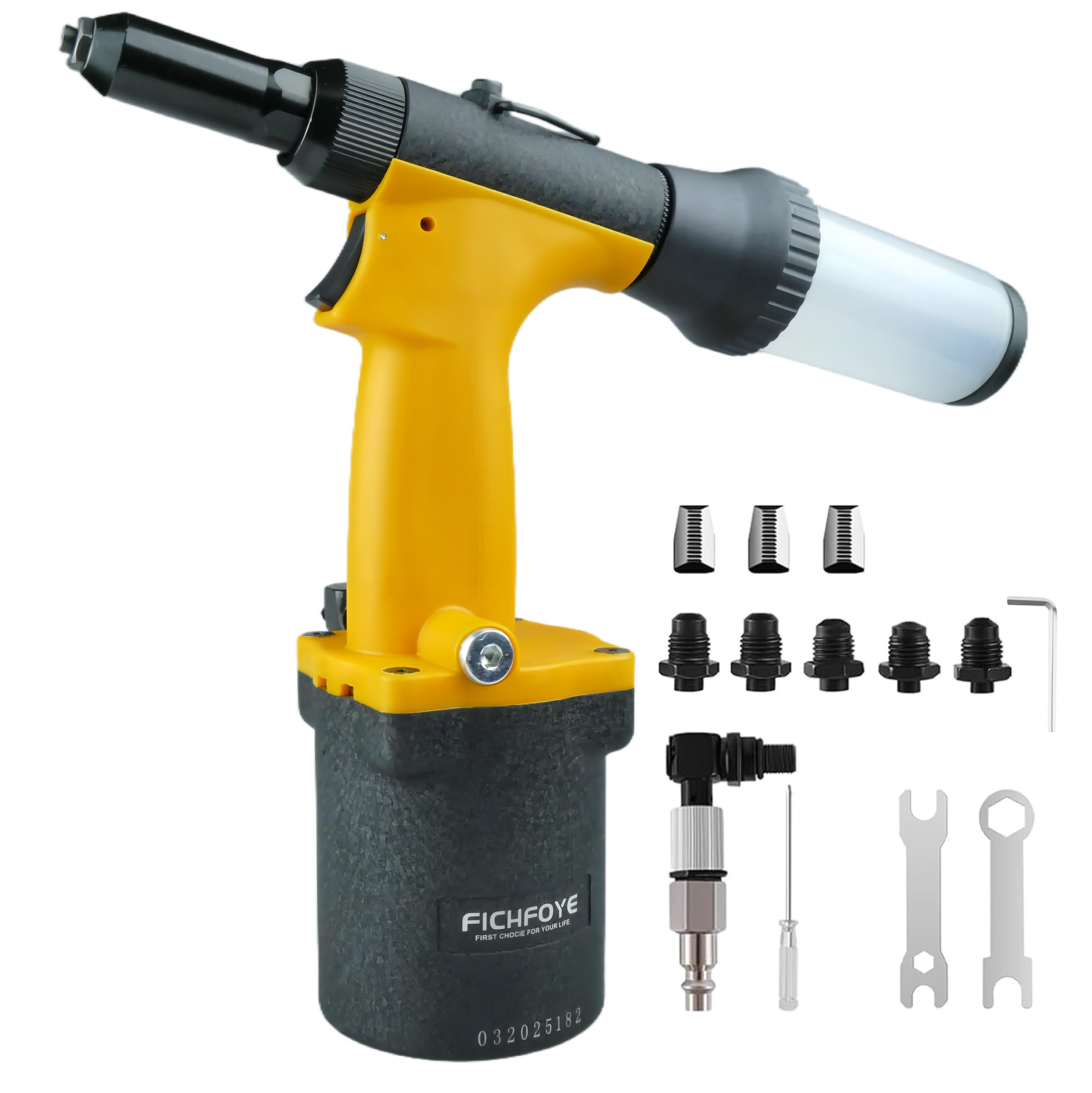 Kit per rivetti pneumatici ad aspirazione automatica, set di rivetti idraulici ad aria resistente con ugelli per rivetti da 3/32", 1/8", 5/32", 3/16" per industria automobilistica, edilizia