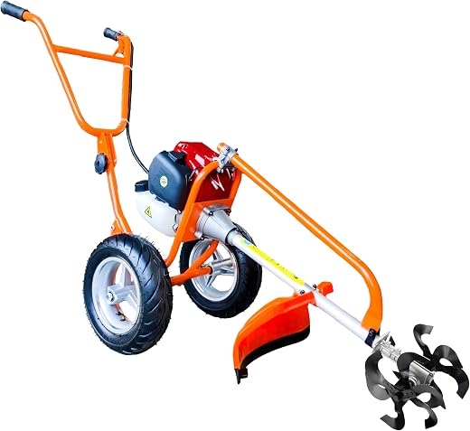 DVI 52CC 2 Stroke Trolley Brush Cutter| with Weeder Attachment | for Grass Trimming & Weeding Soil | with 80T, 3T, 2T Blad...