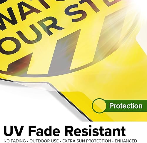 Miniatura 6 de Caution Watch Your Step Letrero de 11 x 21 pulgadas, estacas integradas de alta resistencia, uso en interiores y exteriores, compuesto de aluminio