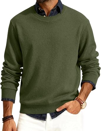 FQZWONG Mens Crew Neck Sweater Slim Fit Lightweight Sweatshirts Casual Soild Knitted Pullover for Casual Or Dressy Wear