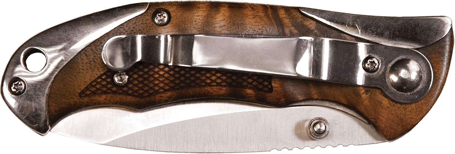 Old Timer 900OT Assisted Opening Pocket Knife 6.85in High Carbon S.S. 2.9in Drop Point Blade, Ironwood Handle, Nickel Silver Caps, and Satin Blade Finish for Hunting, Camping, EDC, and Outdoors