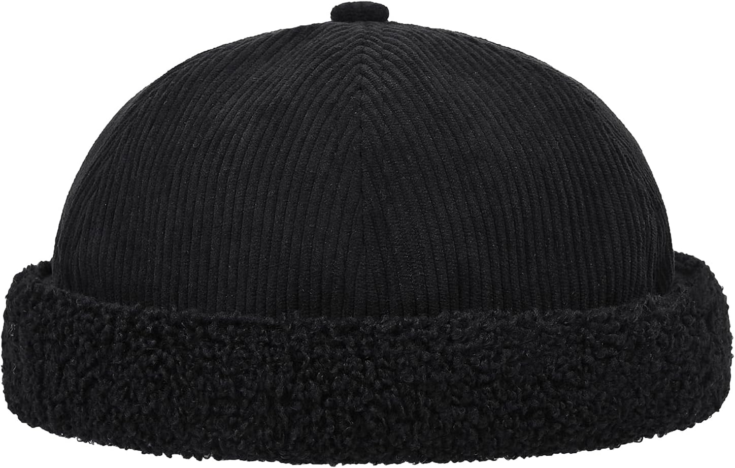 Clakllie Warm Corduroy Brimless Hats for Men Winter Docker Cap Adjustable Beanie Skull Cap Vintage Watch Sailor Cap - Image 3
