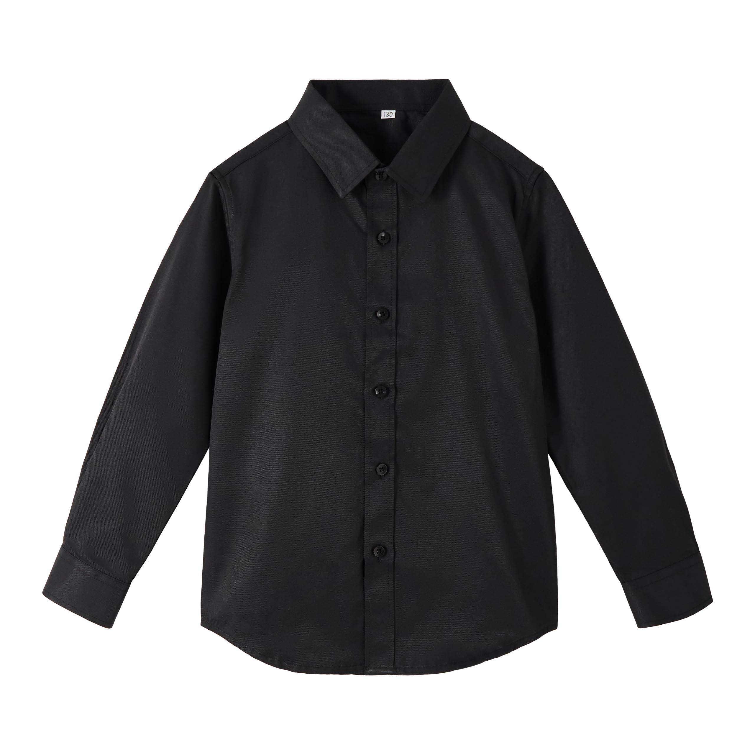 LOLANTA Camicia a Maniche Lunghe per Ragazzi Camicia Formale a Tinta Unita Button Down Camicia Uniforme Scolastica per Bambini