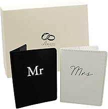 Amore Set of 2 Mr & Mrs Black and White Passport Holders Honeymoon