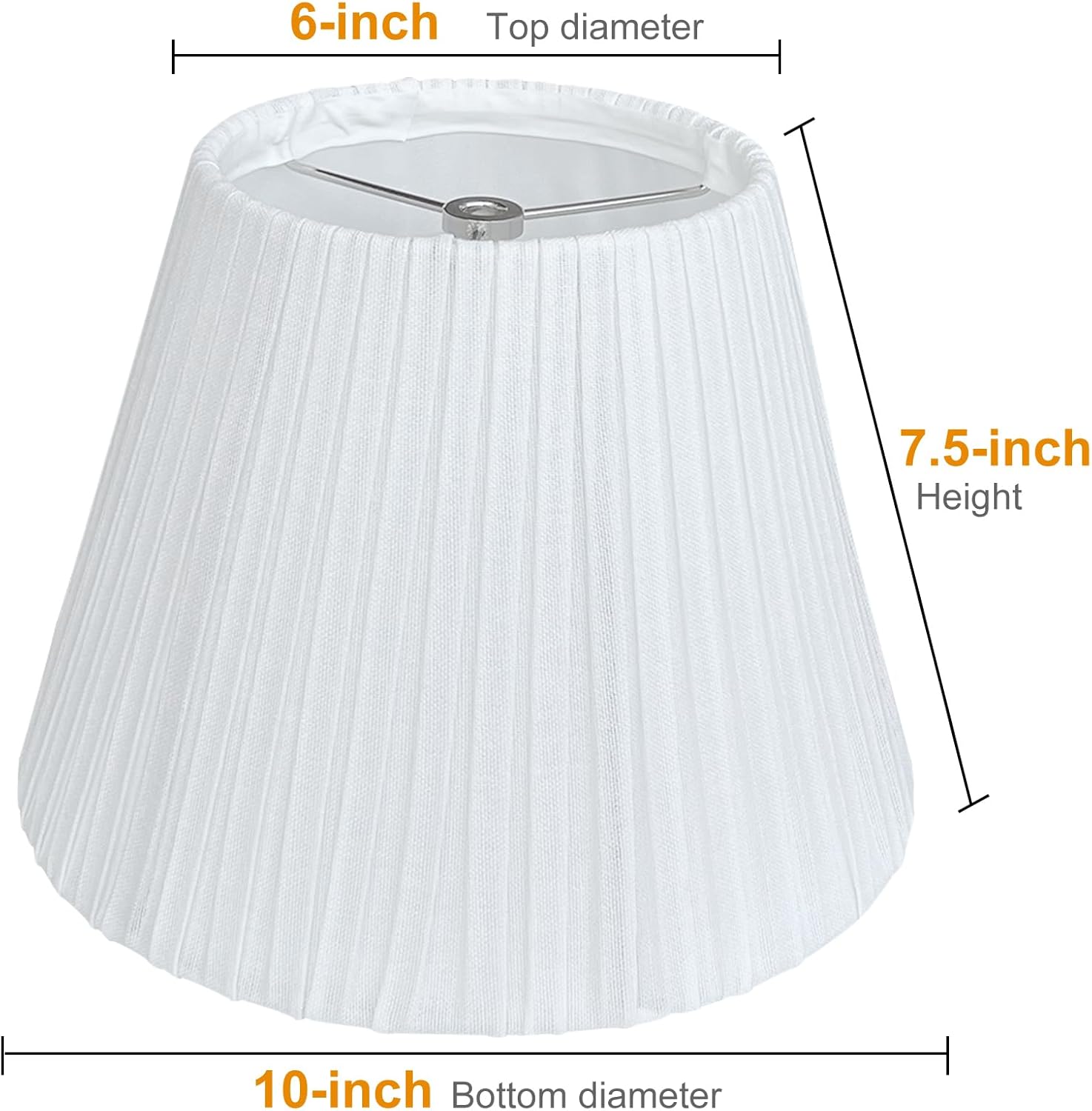 TOOTO STAR 6" Top x 10" Bottom x 7.5" High Small Lamp Shade,White Pleated Bell Shade for Table Lamps, Floor Lamps and Bedside Lamps (Spider Fitter), Handmade of Natural Linen