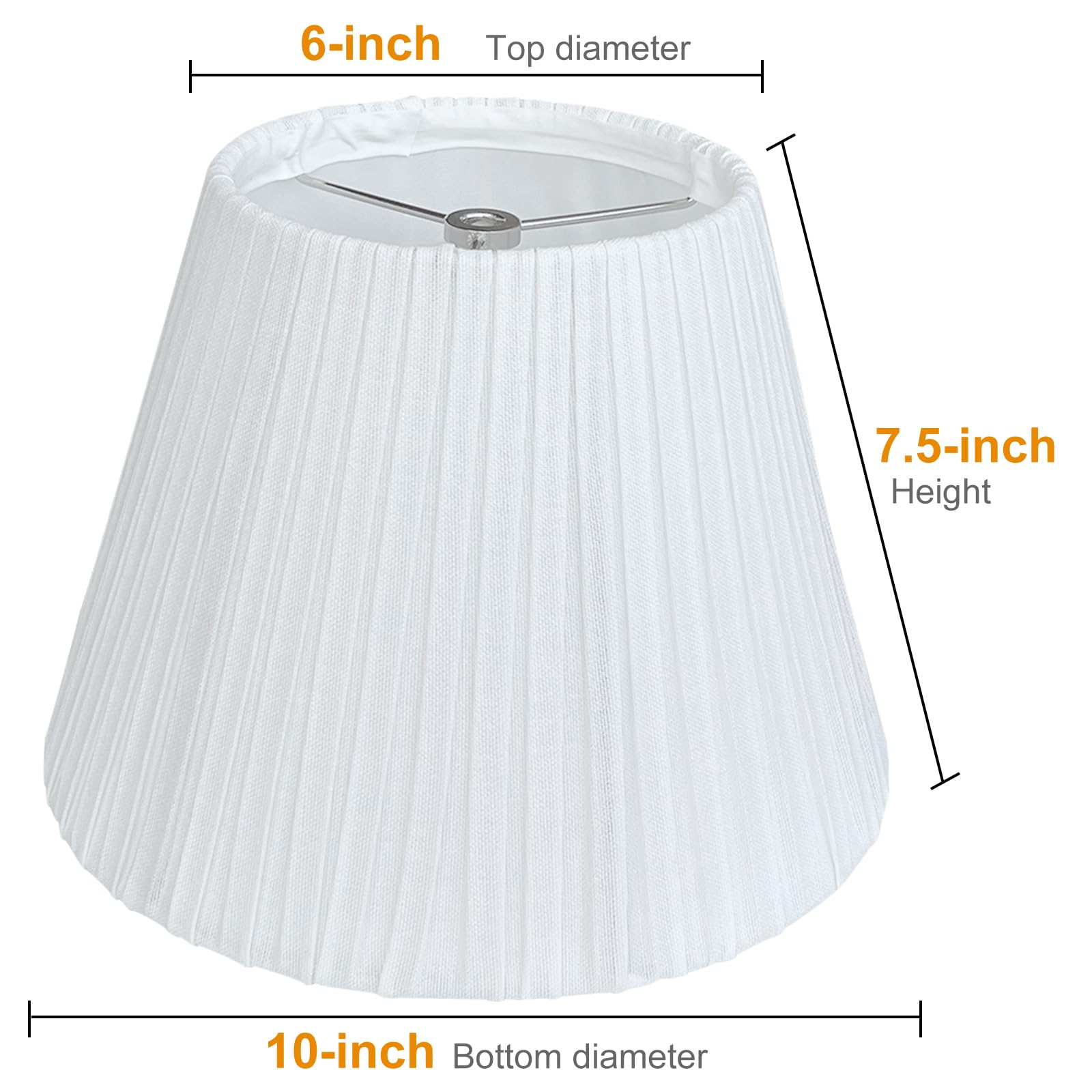 TOOTO STAR - Paralume piccolo per lampada da tavolo, da terra e da comodino, 15,2 x 25,4 x 19,1 cm, colore: bianco plissettato, realizzato a mano in lino naturale