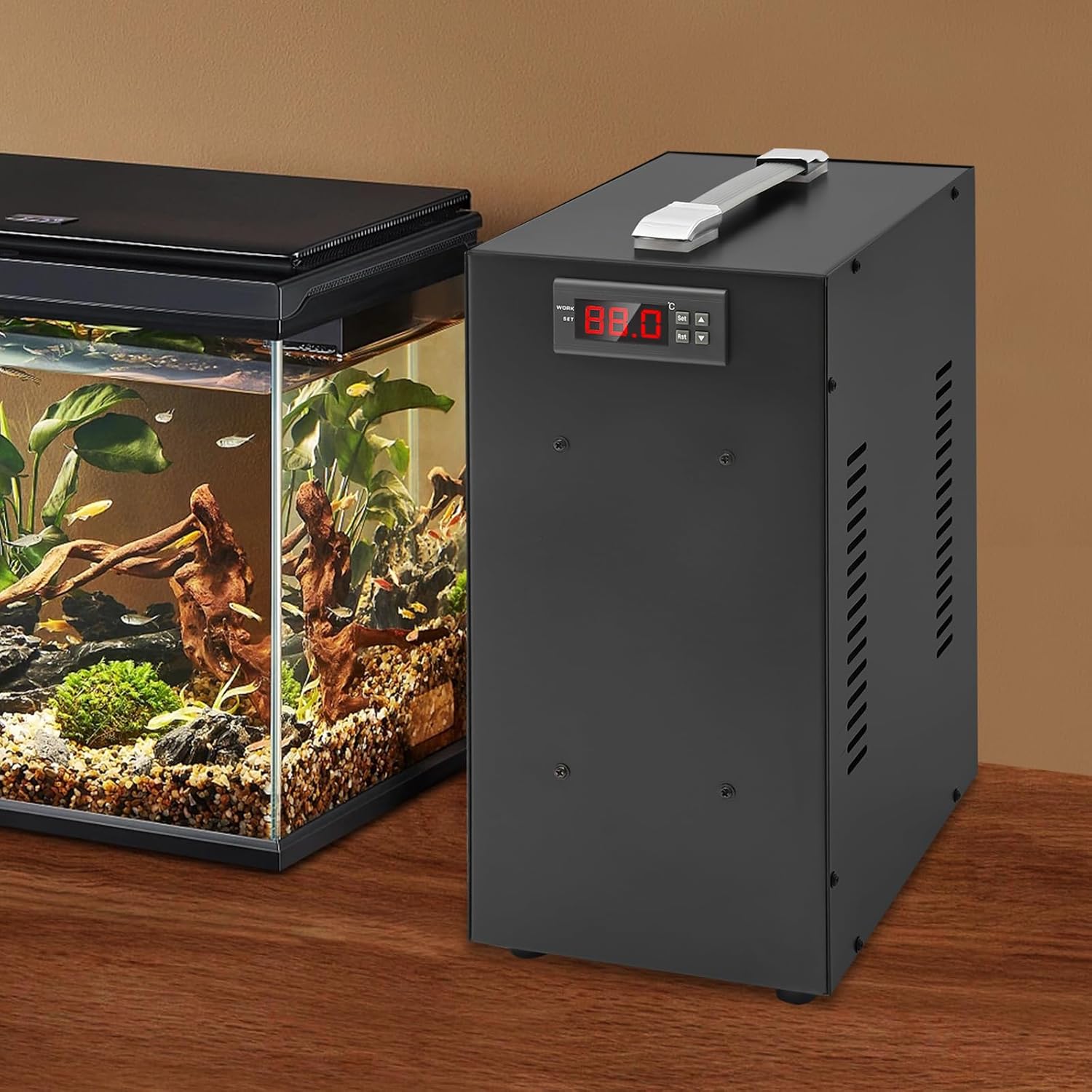 Aquarium Chiller, 10.6Gal Fish Tank Water Cooler for Household, 150W Aquarium Cooling Machine Water Chiller Cooling System for Hydroponics Shrimp Breeding Aquaculture (40L)