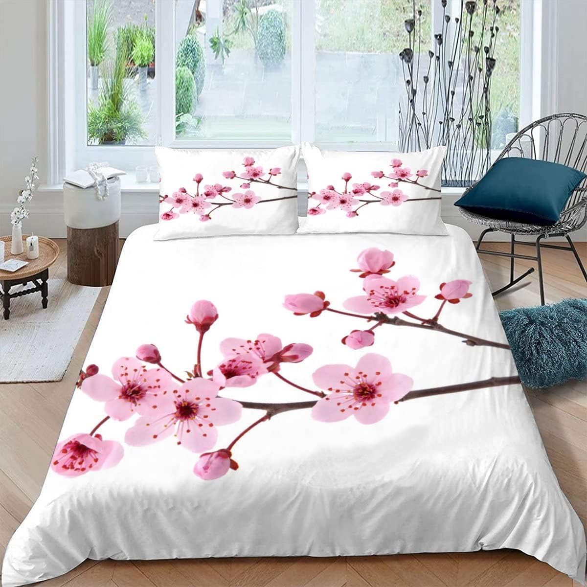 Housse de couette 200x200 cm avec 2 taies parure lit 1 2 personnes motif 3D plante