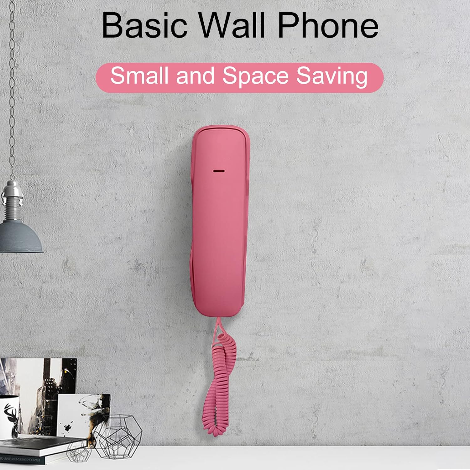 ASHATA Basic Corded Phone, Landline Phones for Home, Pause/Mute/Last Number Redial Functions, Wall Mounted House Phone Telephone Built in Dial Pad,