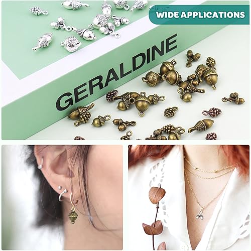 Miniatura 7 de JIALEEY Colección de dijes de bellota de piña, estilo tibetano mixto, de aleación, dijes de piña, nueces naturales, para hacer joyas, 50 unidades