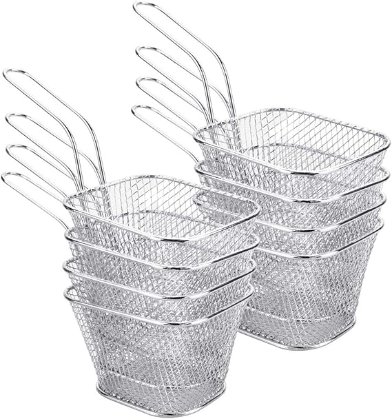 DECARETA Chip Serving Frying Baskets Mini Chip Baskets with Handle 8Pcs