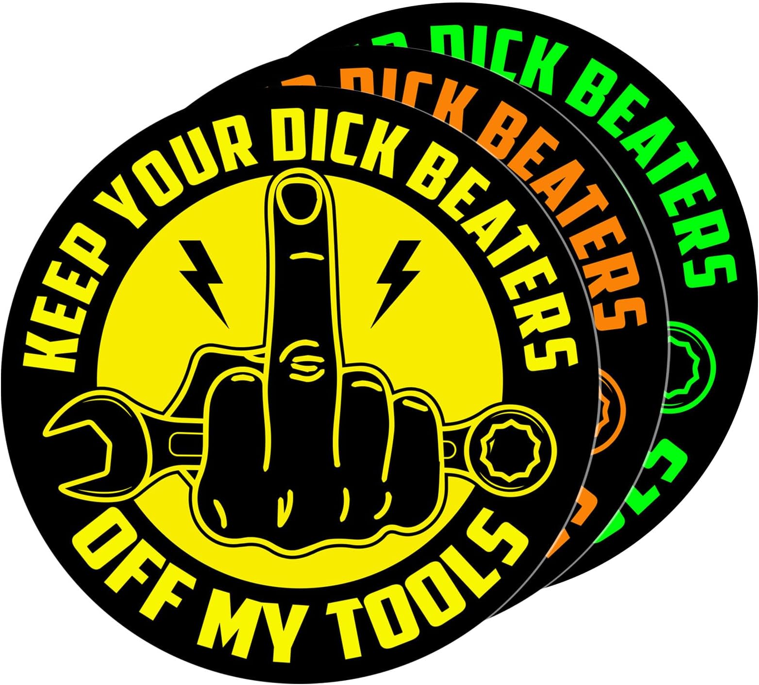 (3PCS) Warning Keep Your Dick Beaters Hands Off My Tools Hard Hat Helmet Sticker Welding Motorcycle Decal Diesel Mechanic Die-Cut Waterproof Vinyl Stickers for Laptop Water Bottle Car (3 Inches)