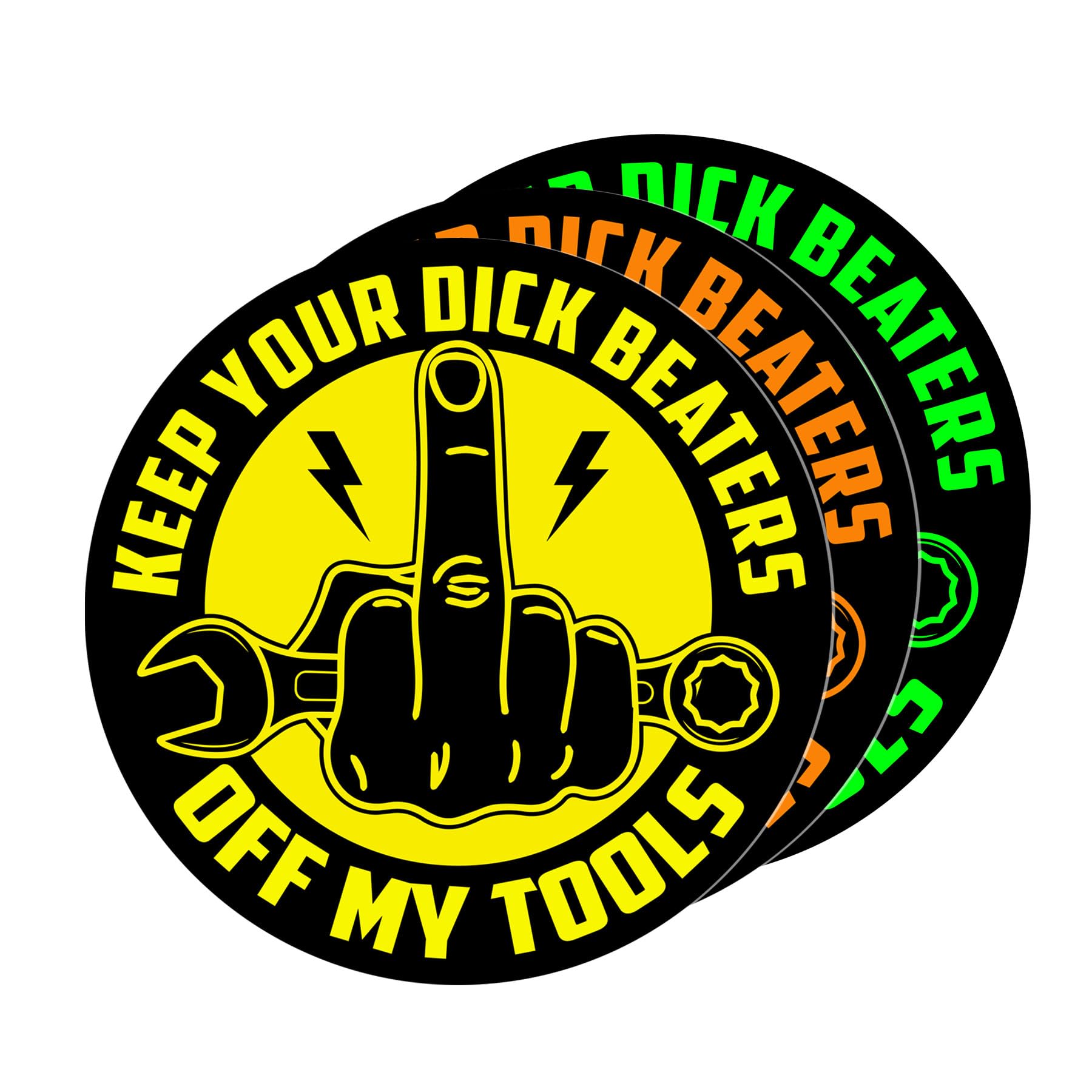 (3PCS) Warning Keep Your Dick Beaters Hands Off My Tools Hard Hat Helmet Sticker Welding Motorcycle Decal Diesel Mechanic Die-Cut Waterproof Vinyl Stickers for Laptop Water Bottle Car (3 Inches)