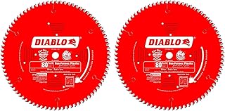 Freud D1080N Diablo 10-Inch 80 Tooth TCG Non-Ferrous Metal & Plastic Cutting Saw Blade 5/8-Inch Arbor (2 Pack)
