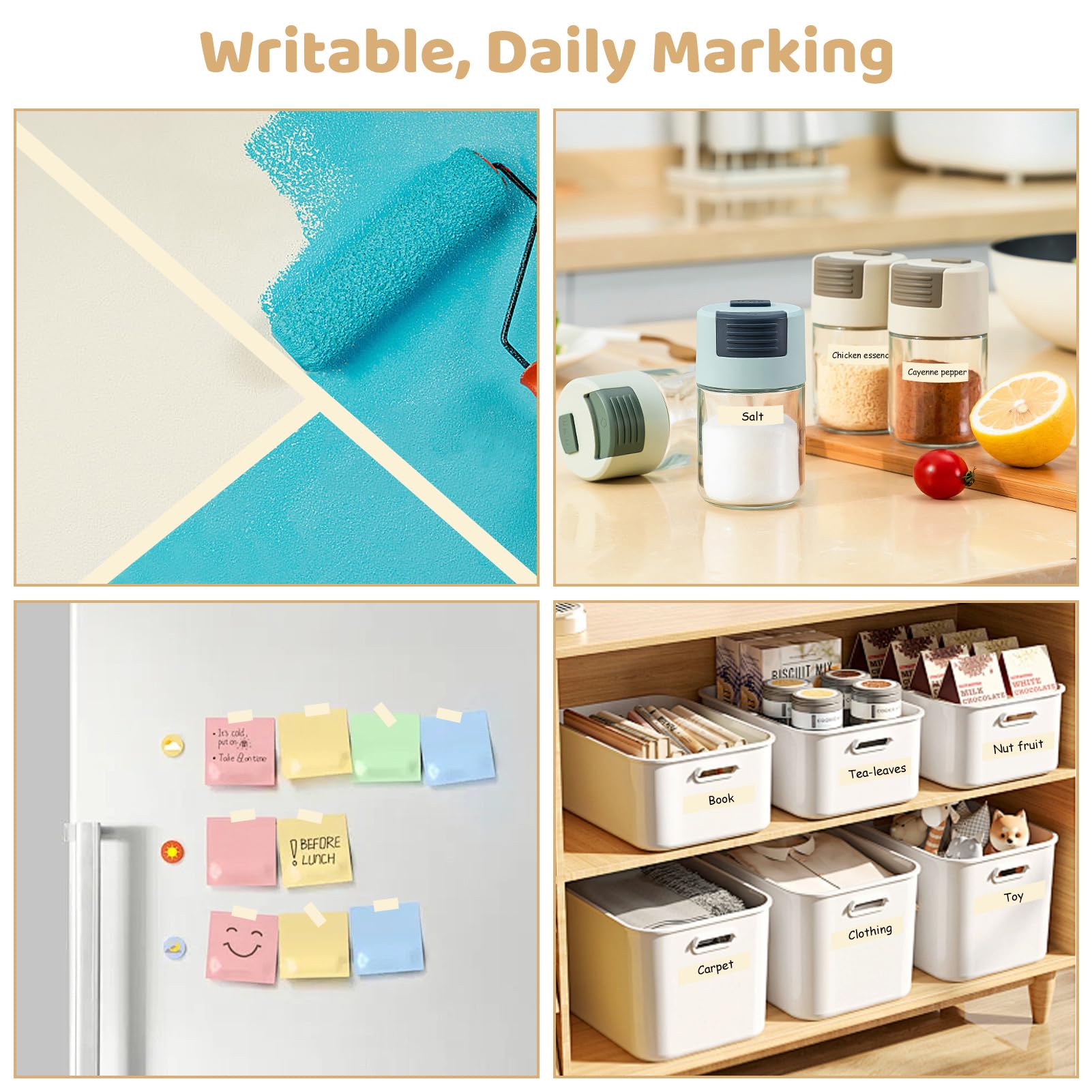 PATIKIL Ruban De Masquage, 4 Rouleaux 22 Yard X 1 Pouce Ruban Adhésif