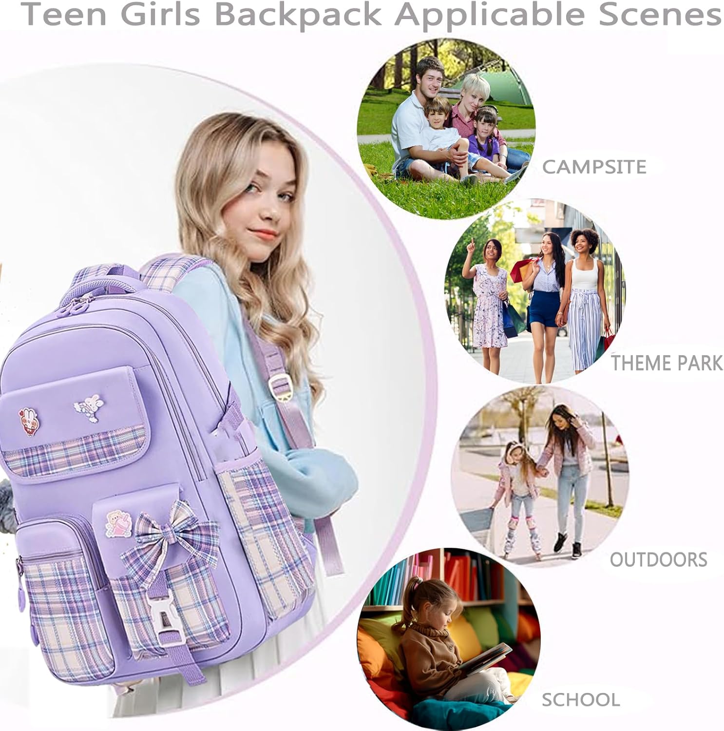 Bags For Girls.Laptop School Bag Kids Kindergarten Elementary College Backpacks Large Bookbags for Teen Girls.Large Bookbags for Teen Girl Women Students Casual Travel Daypacks - Image 3