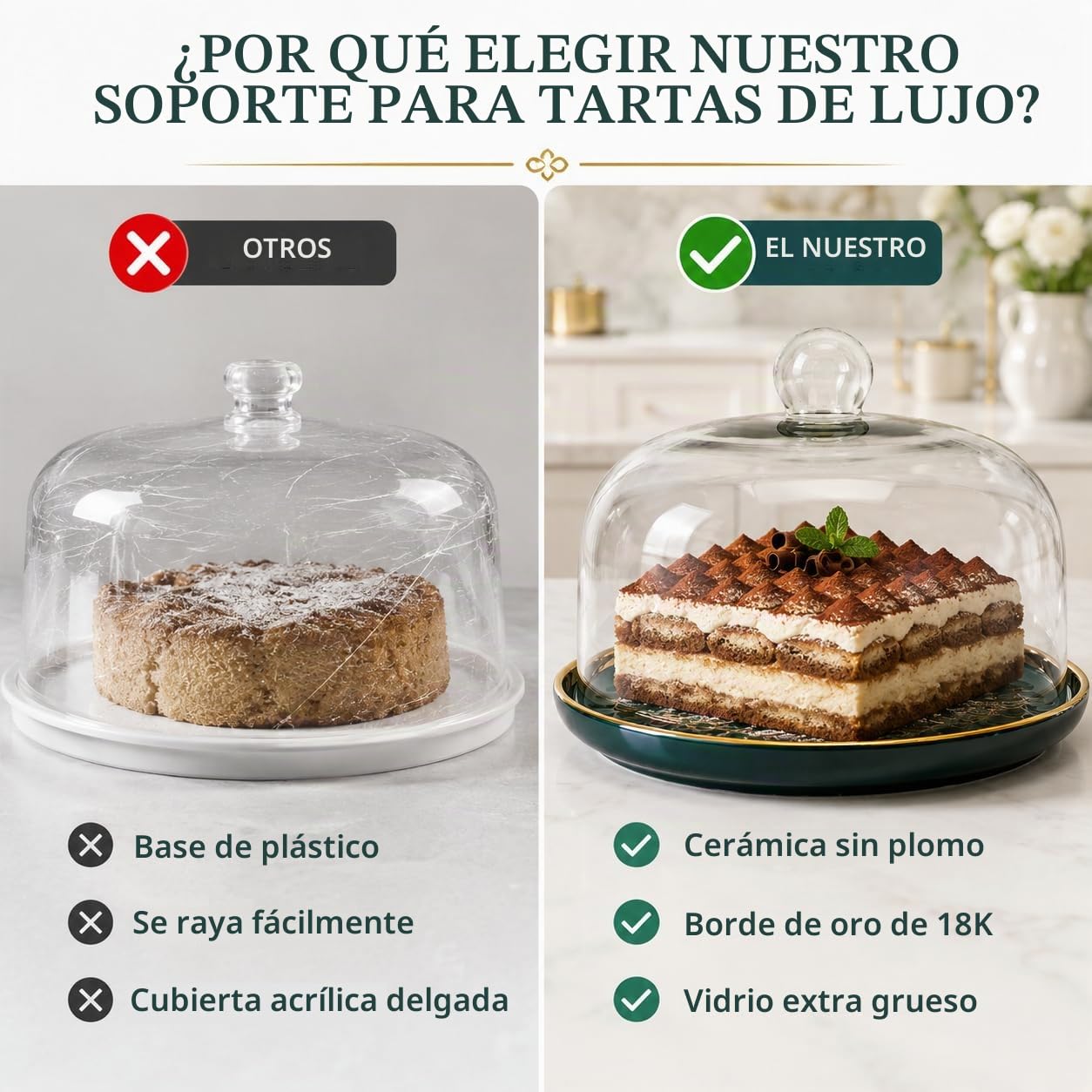 Soporte de cerámica para tartas, tapa de cristal, plato de porcelana, soporte para tartas, tapa para tartas, tapa de cristal, tapa de queso, tapa para alimentos, 30 cm