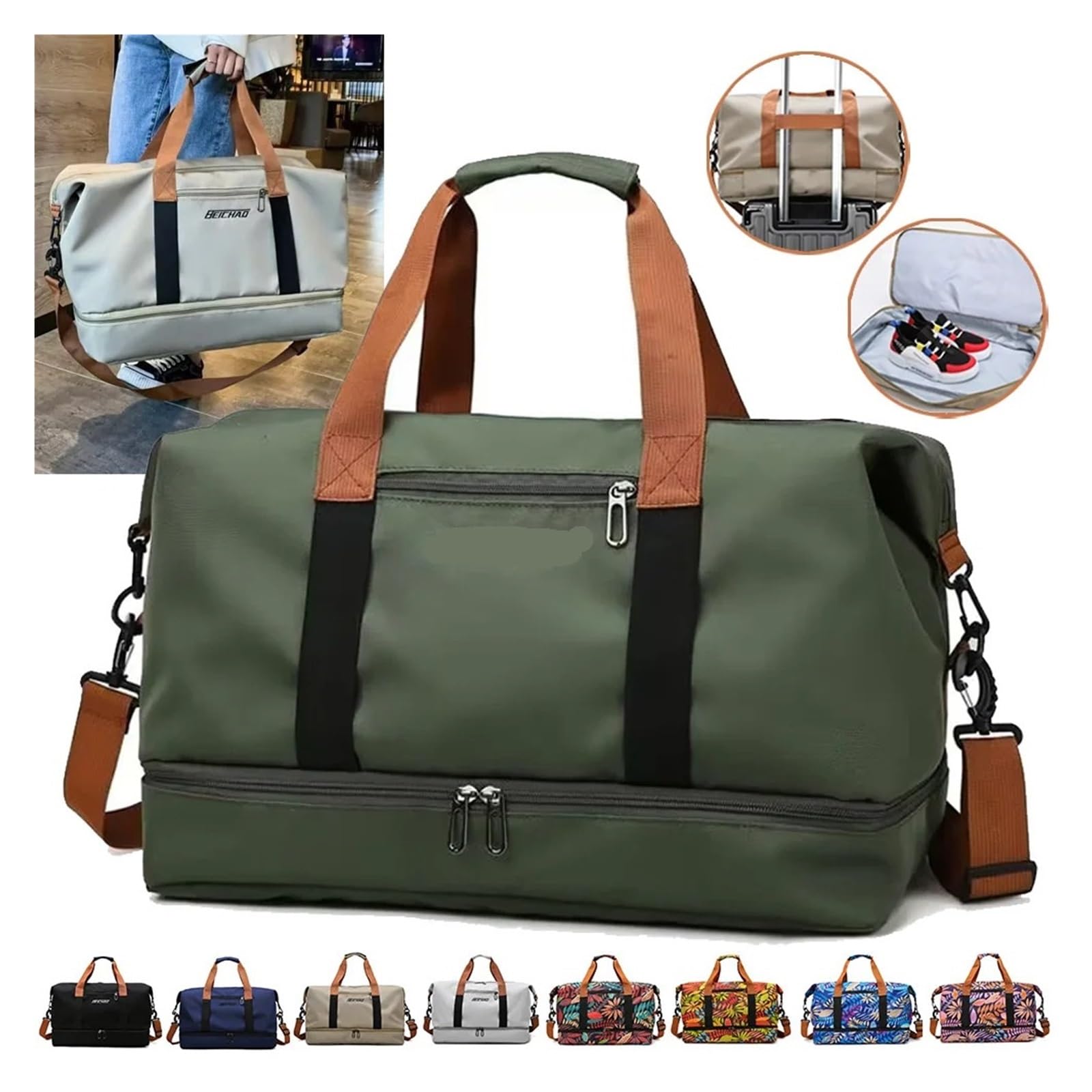 KLVN Torby weekendowe podróżna torba sportowa dla kobiet mężczyzn siłownia fitness joga torebka bagaż ramię crossbody, torby na krótkie odległości, Czarny, Jeden rozmiar, Rzemieślnik