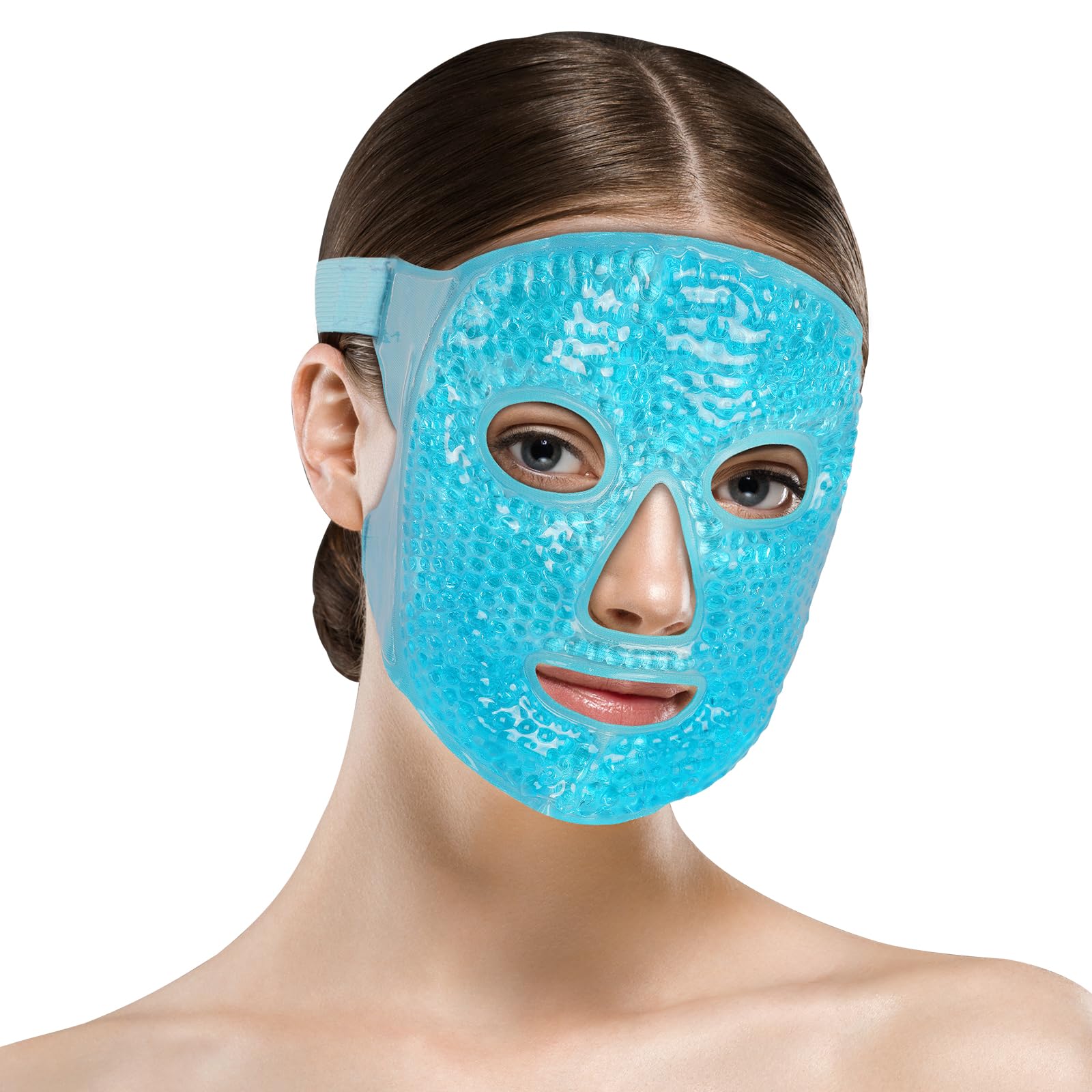 ACWOO Maschera Rinfrescante per Il Viso, Maschera per Occhi Riutilizzabile, Maschera Caldo Freddo per Occhi Gonfi, Occhi Stanchi, Mal Di Testa, Hangover, Emicrania (Blu)