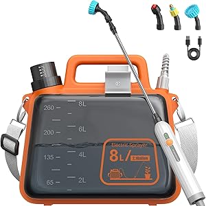2 Gallon Electric Garden Sprayer, Battery Powered Weed Sprayer with Telescopic Wand, 3 Adjustable Nozzles, Garden Sprayer with Collapsible Tank, Shoulder Strap for Lawn Care, Plant Watering & Cleaning
