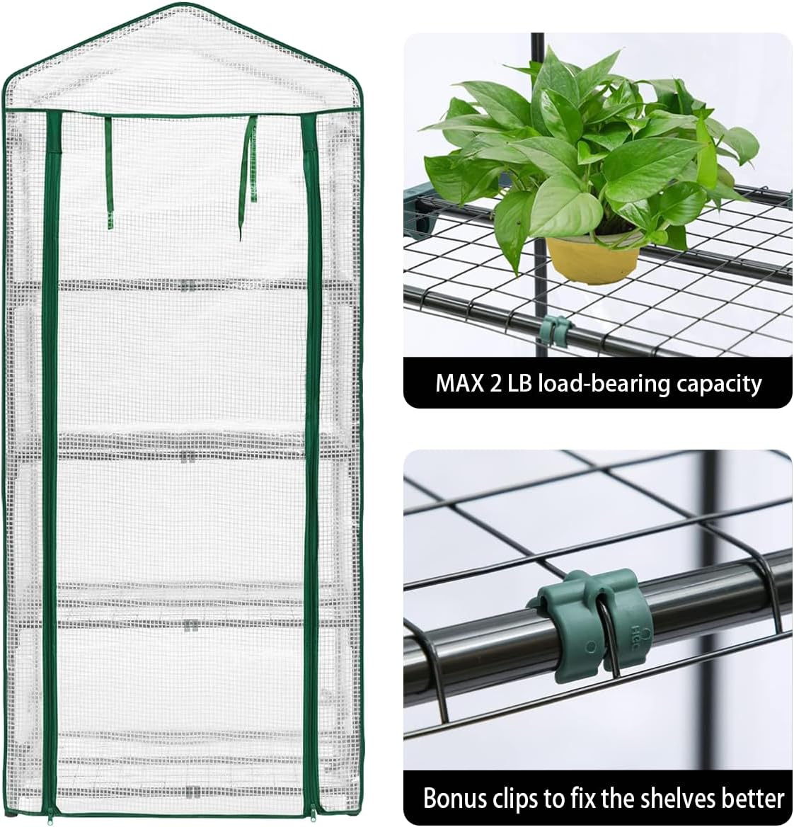 4-Tier Mini Greenhouse, Green House for Flower Indoor Outdoor, Portable Plant Outdoor Cage with Heavy Duty PVC Clear Cover & Steel Frame,Greenhouse for Seed Starting, Mushroom,Vegetables