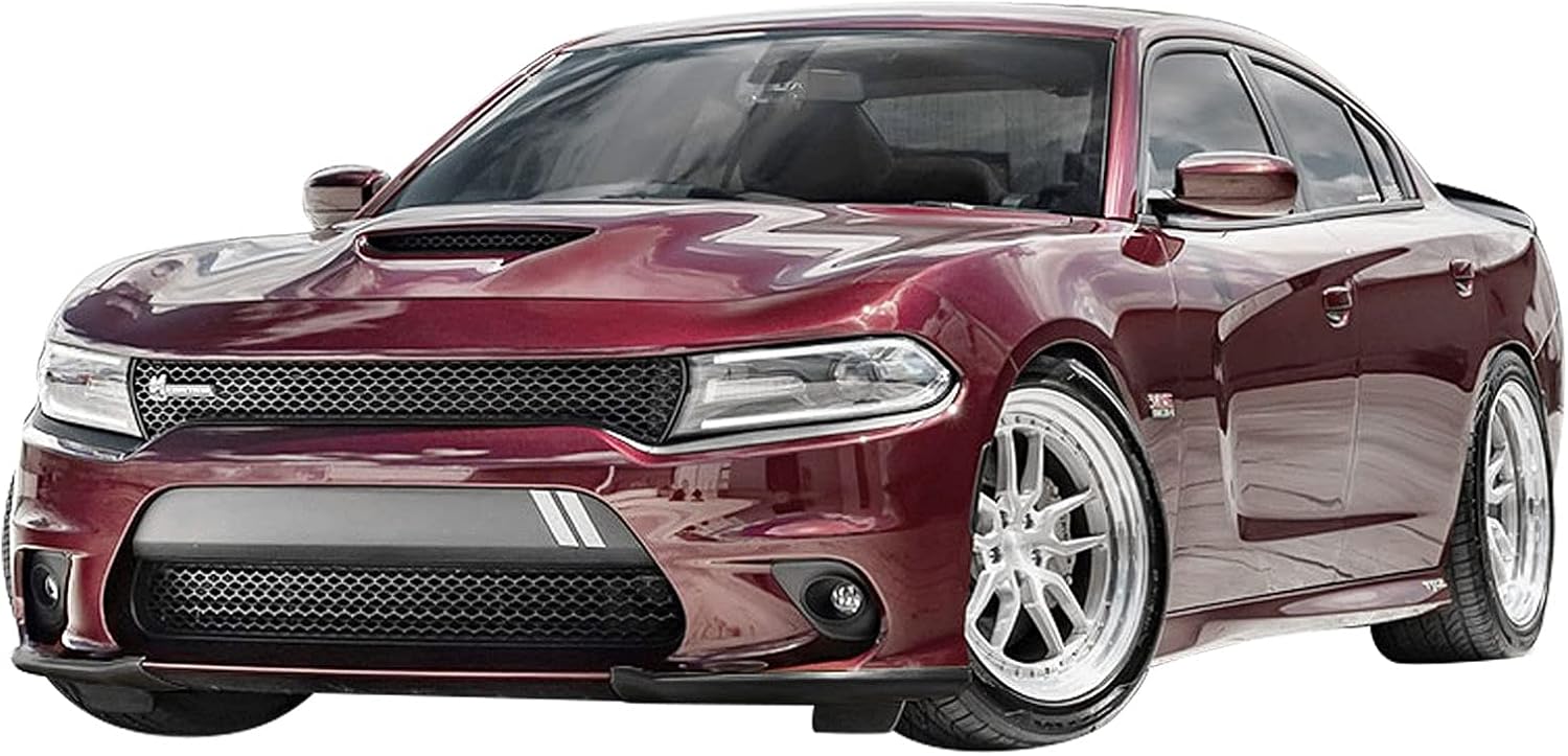 FREEMOTOR802 Compatible with 2015-2023 Dodge Charger SRT/Scat Pack Models Front Bumper Lip Protector Matte Black 2-pc Set