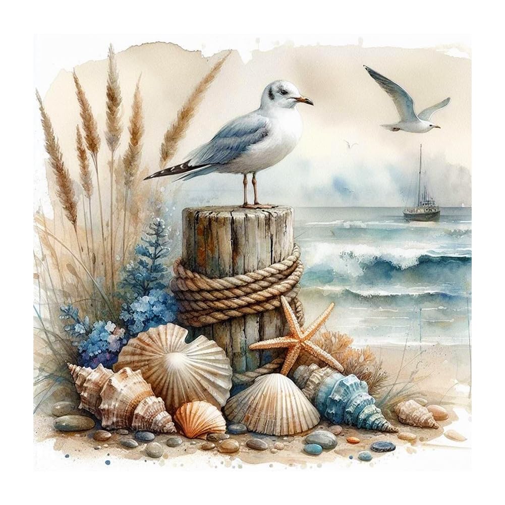 AMORARS Diamond Art Kits for Adults, Beach Landscape Diamond Painting – 5D Full Drill Crystal Gem Art, Beginner DIY Handicraft Gift Home Wall Decor12x12 Inch