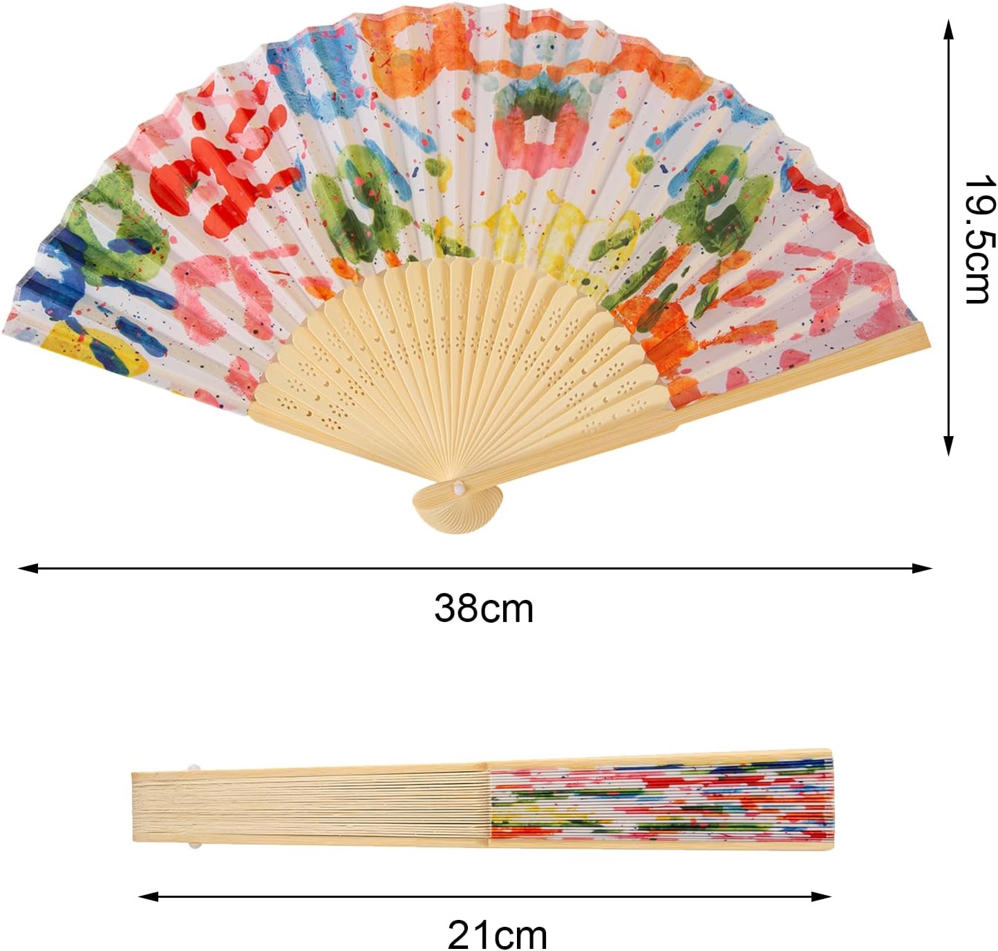 Folding Hand Fan for Women,Foldable Chinese Japanese Vintage Hand Held Bamboo Silk Folding Fan Hand Fan for for Hot Flash, Church, EDM, Music Festival, Party, Dance, Performance (Palm) image 2