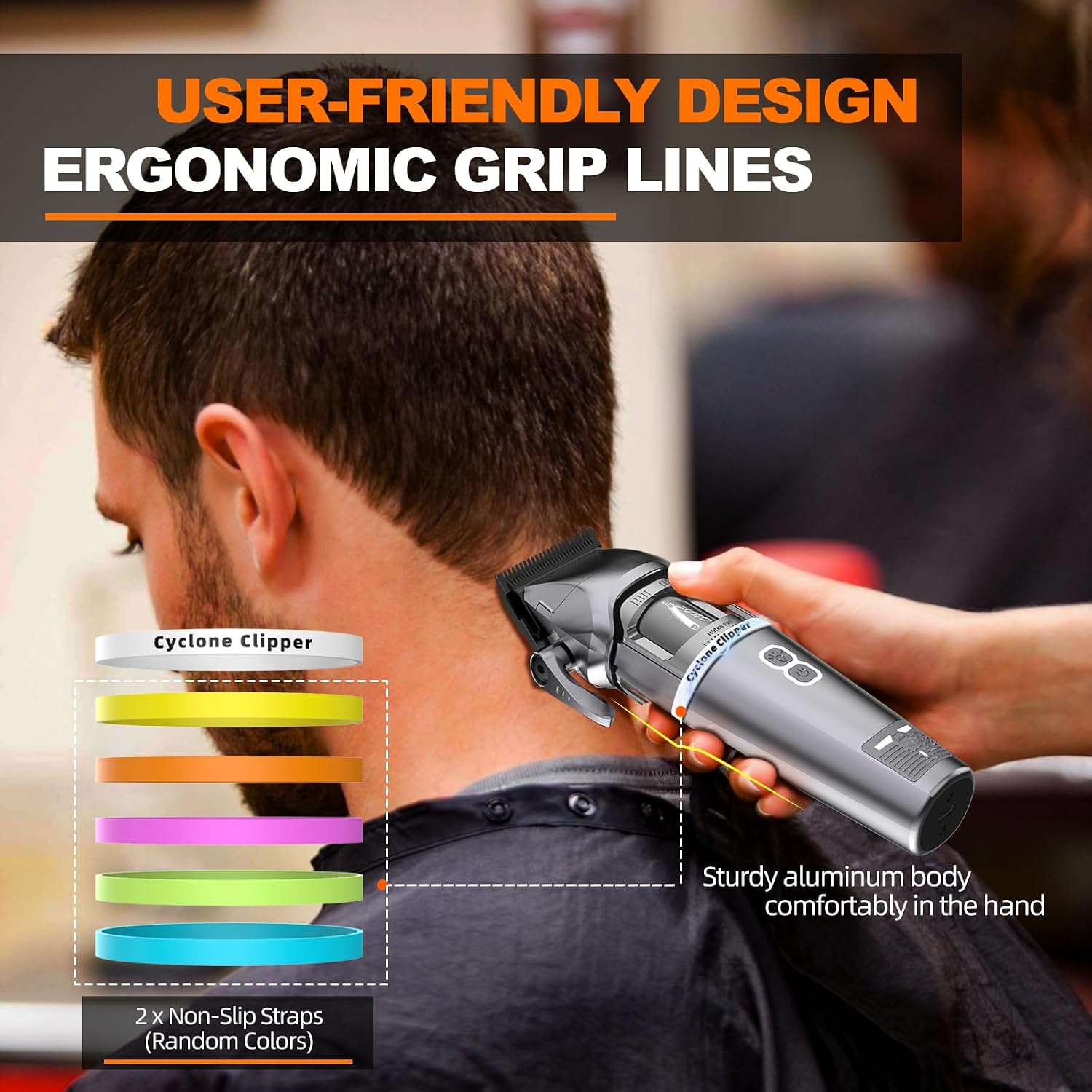 Hair Clippers for Men Professional Barber Clippers for Hair Cutting Cordless Hair Clippers Cyclone Brushless Outer Rotor, DLC Ceramic Titanium Fade Blades, 5 Hrs Runtime Type-C Rechargeable OR-001