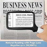 Vista 2 de Folding Handheld Magnifying Glass with Light, 3X Large Rectangle Reading Magnifier with Dimmable LED for Macular Degeneration Seniors Reading