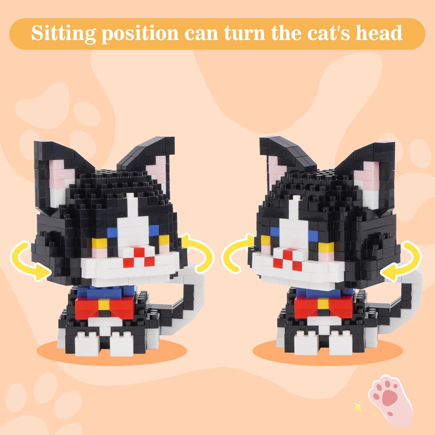 Mini Cat Building Block Sets, 6 Styles Cute Cat Model Micro Building Blocks Mini Animal Building Blocks Toys Party Favors for Teens