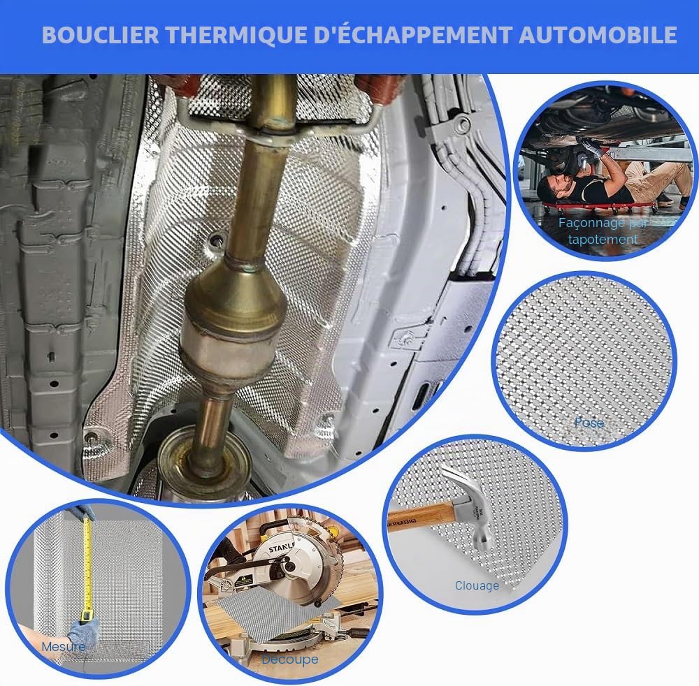 Garde-boue 100 cm x 40 cm en aluminium Isolation thermique du moteur Protection thermique pour voitures, voitures de course, motos