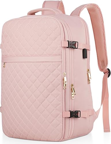 MOMUVO Mochila de viaje grande para mujer, mochila de transporte aprobada por vuelo, resistente al agua, antirrobo, mochila grande informal para