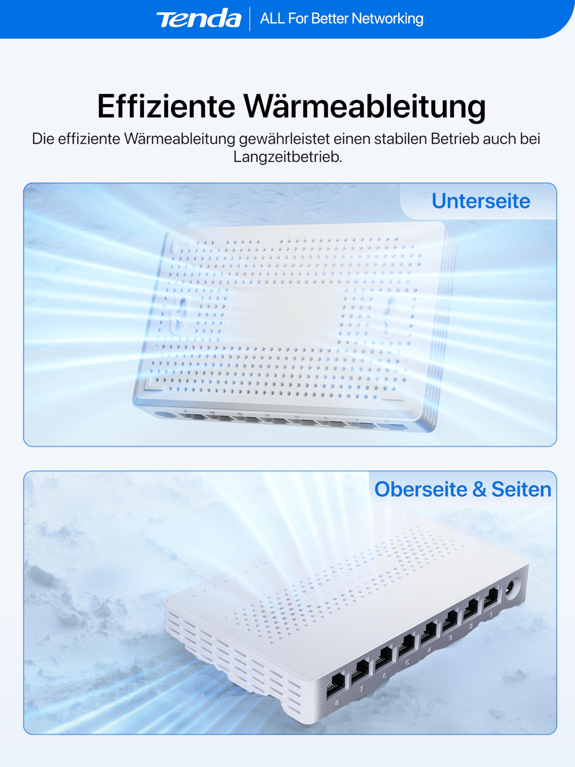 Tenda 2.5 Gbit LAN Switch 8-Portigabit Netzwerk Switch (Plug-and-Play Ethernet Switch – Bild 6